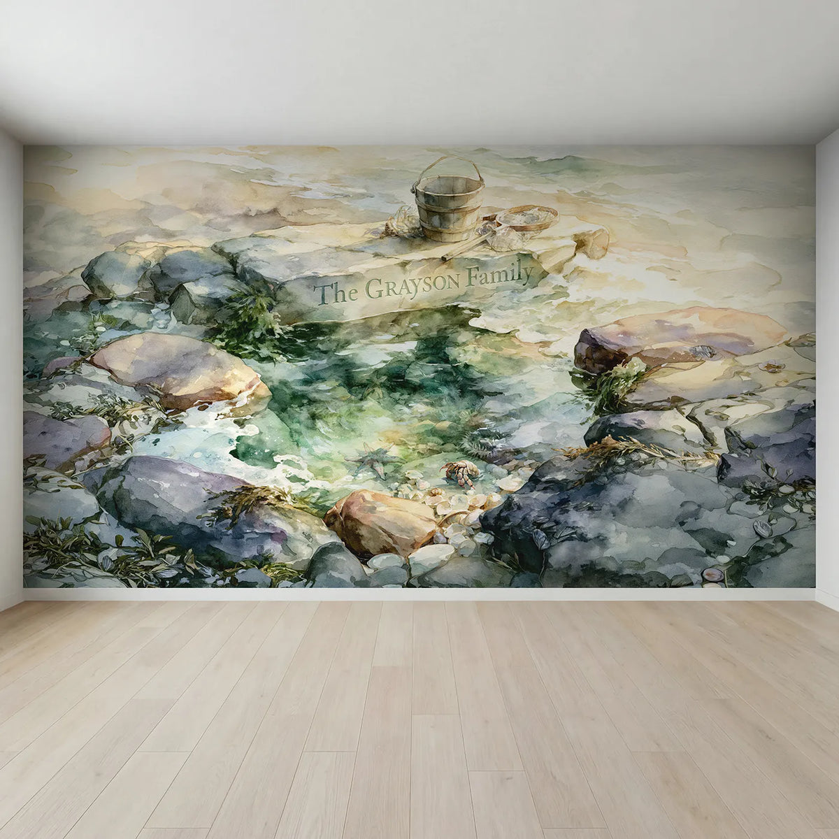 Full view of Family Rock Pool Personalized Wall Mural by Whimsy Tots