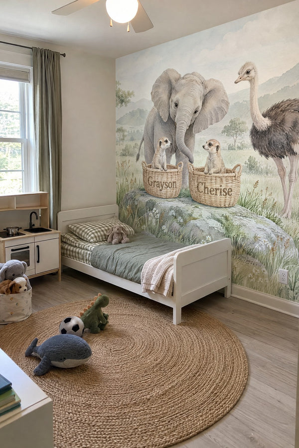Mural styled in room