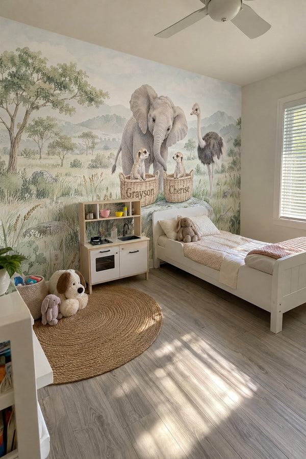 Mural styled in room