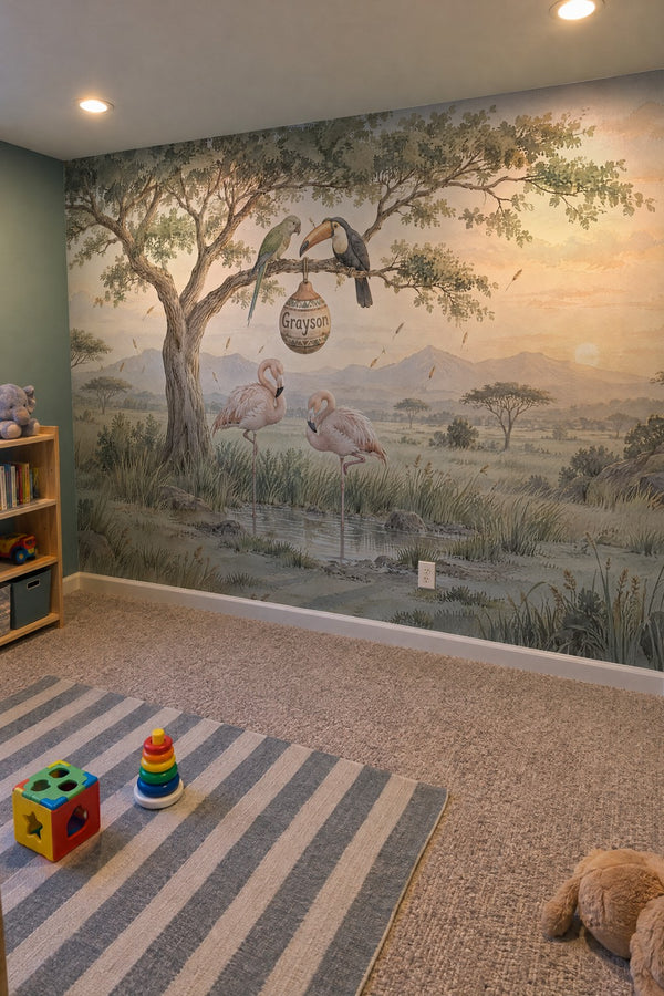 Mural styled in room