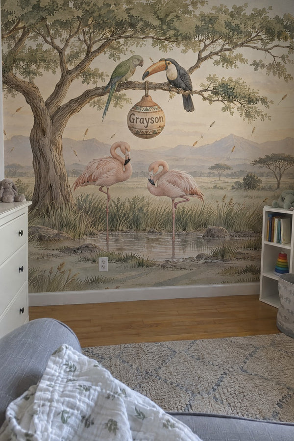 Mural styled in room