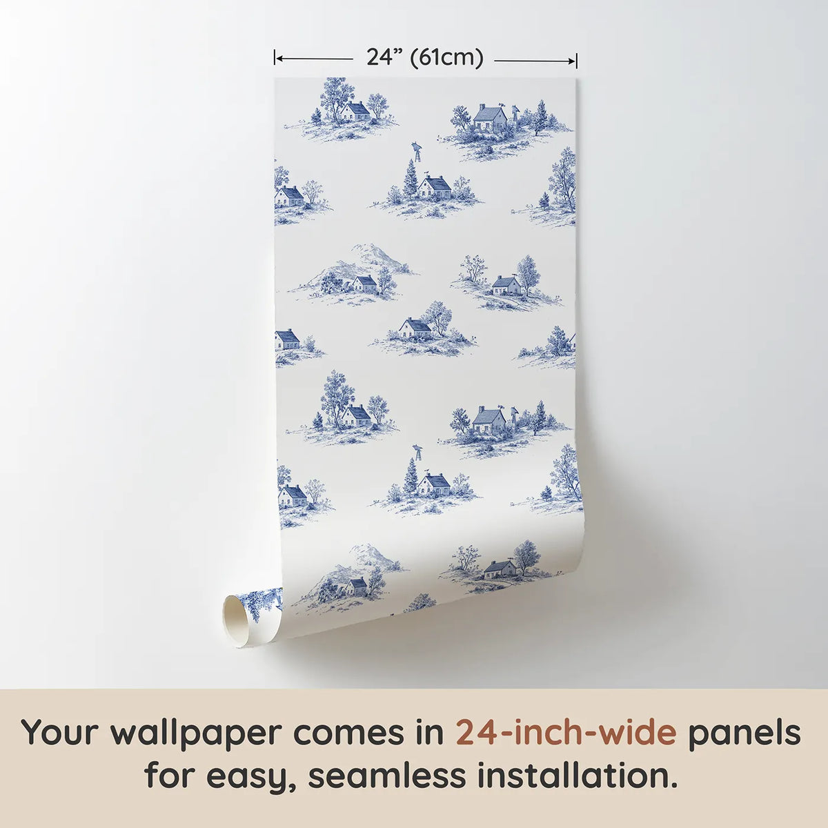 Cottage Toile Toss wallpaper panel dimensions - Whimsy Tots