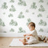 Cottage Toile Rows in Green wallpaper in a cozy kids room - Whimsy Tots