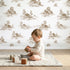 Cottage Toile Garden in Brown wallpaper in a cozy kids room - Whimsy Tots