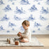 Cottage Toile Garden wallpaper in a cozy kids room - Whimsy Tots