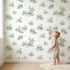 Lamb Toile Toss in Green wallpaper in a cozy kids room - Whimsy Tots
