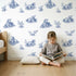 Lamb Toile Scene wallpaper in a cozy kids room - Whimsy Tots