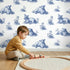 Lamb Toile Garden wallpaper in a cozy kids room - Whimsy Tots