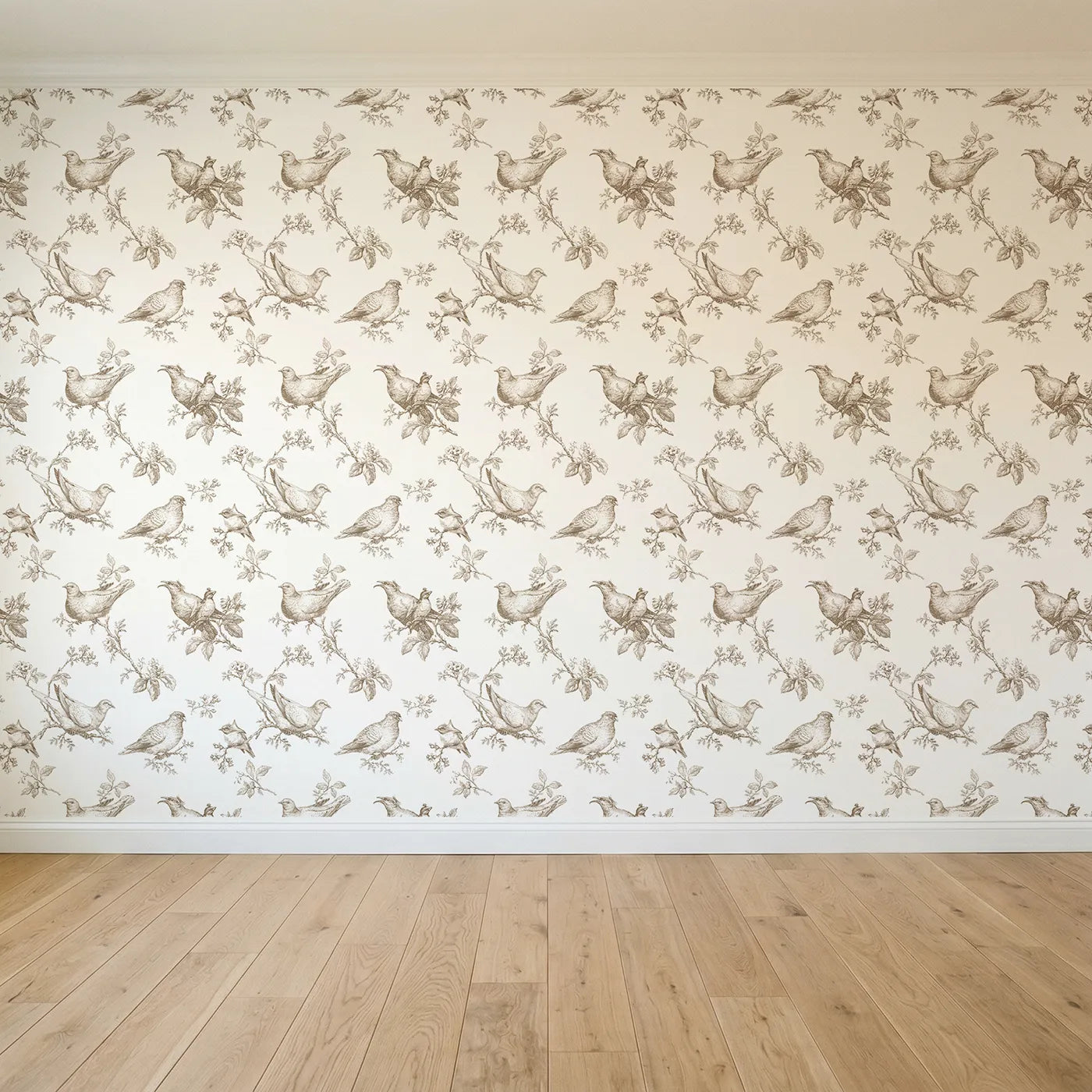 Dove Toile Rows in Brown seamless wallpaper full pattern - Whimsy Tots