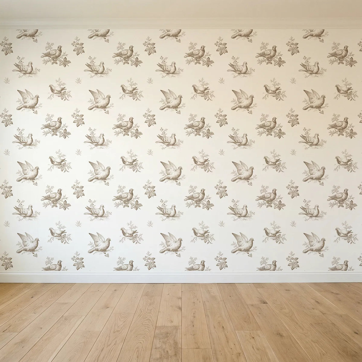 Dove Toile Drop in Brown seamless wallpaper full pattern - Whimsy Tots