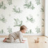 Dove Toile Drop in Green wallpaper in a cozy kids room - Whimsy Tots