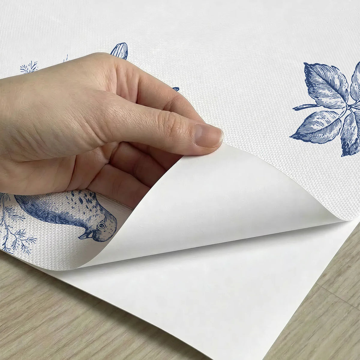 Dove Toile Drop peel and stick material close-up - Whimsy Tots