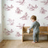 Dove Toile Scene in Pink wallpaper in a cozy kids room - Whimsy Tots