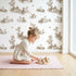 Swan Toile Toss in Brown wallpaper in a cozy kids room - Whimsy Tots