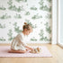 Swan Toile Toss in Green wallpaper in a cozy kids room - Whimsy Tots
