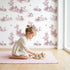 Swan Toile Toss in Pink wallpaper in a cozy kids room - Whimsy Tots