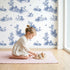 Swan Toile Toss wallpaper in a cozy kids room - Whimsy Tots