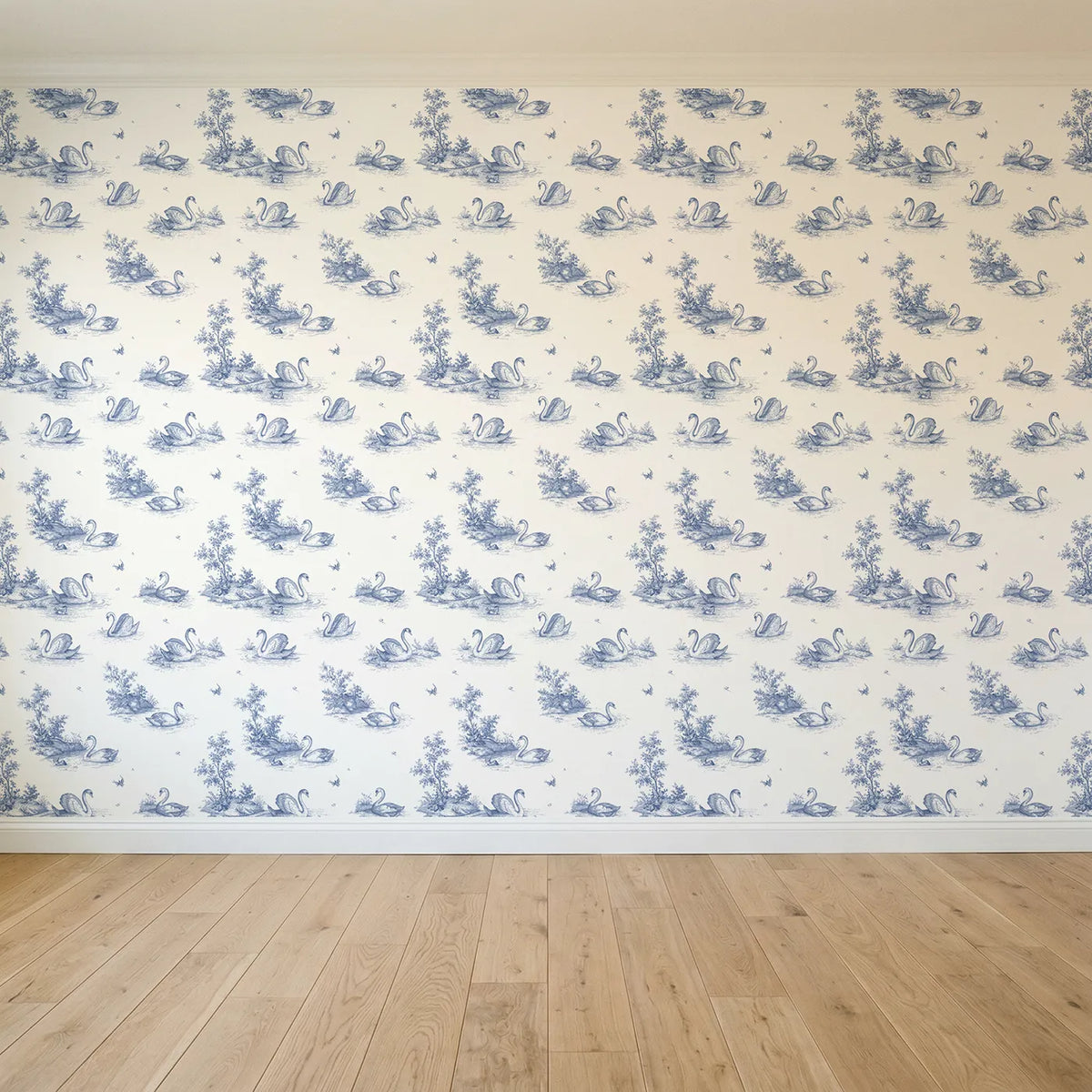 Swan Toile Toss seamless wallpaper full pattern - Whimsy Tots