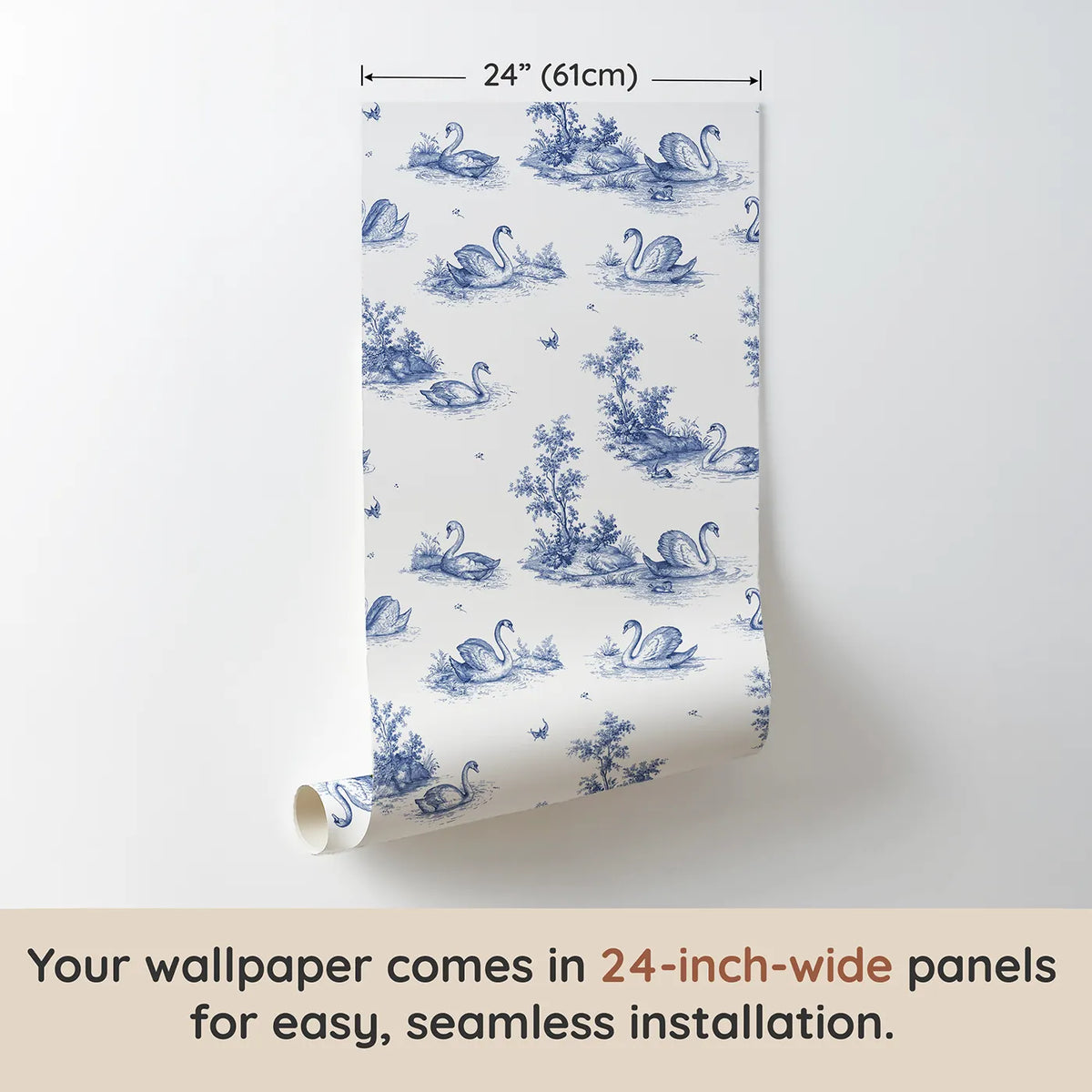 Swan Toile Toss wallpaper panel dimensions - Whimsy Tots
