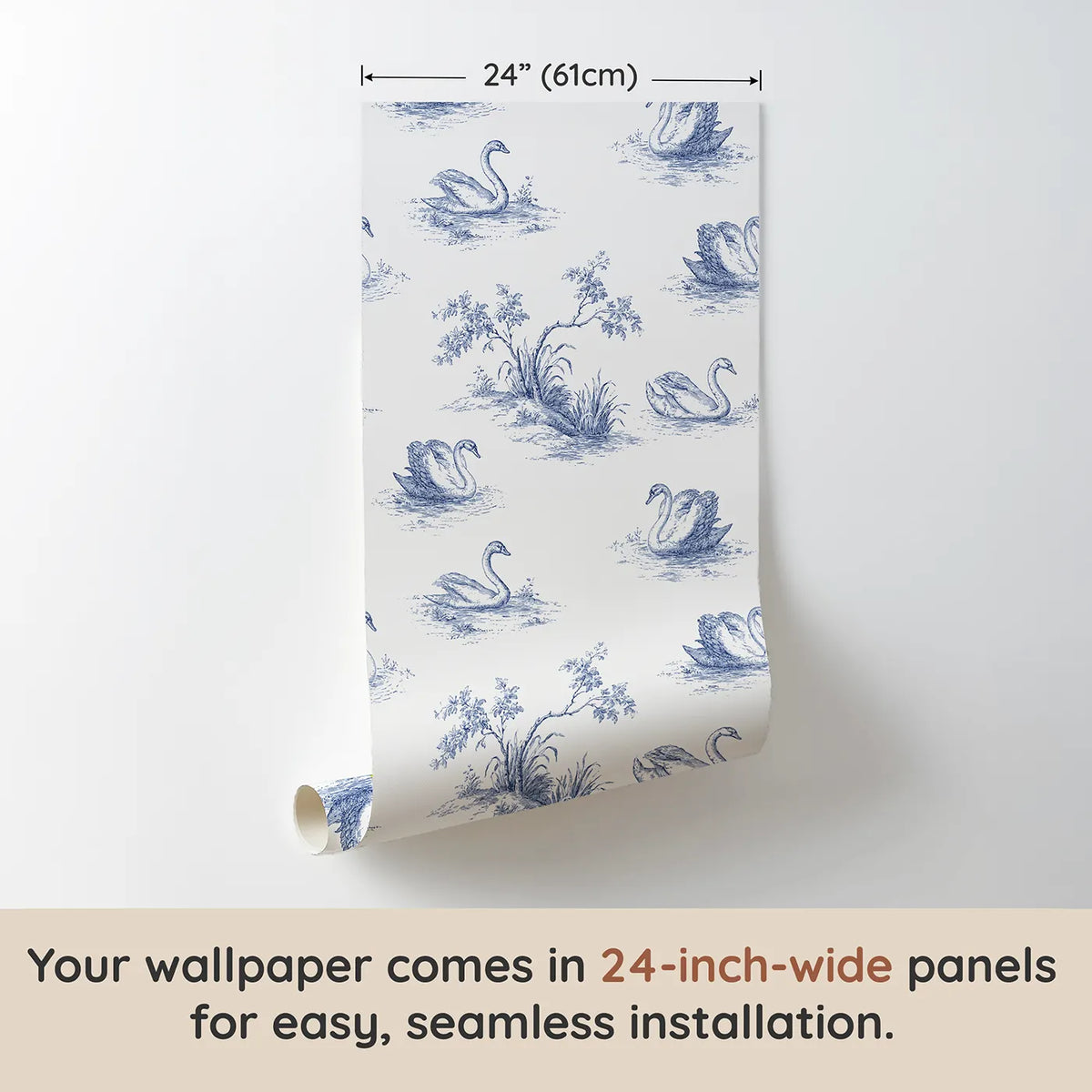 Swan Toile Rows wallpaper panel dimensions - Whimsy Tots
