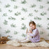 Swan Toile Drop in Green wallpaper in a cozy kids room - Whimsy Tots