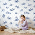 Swan Toile Drop wallpaper in a cozy kids room - Whimsy Tots