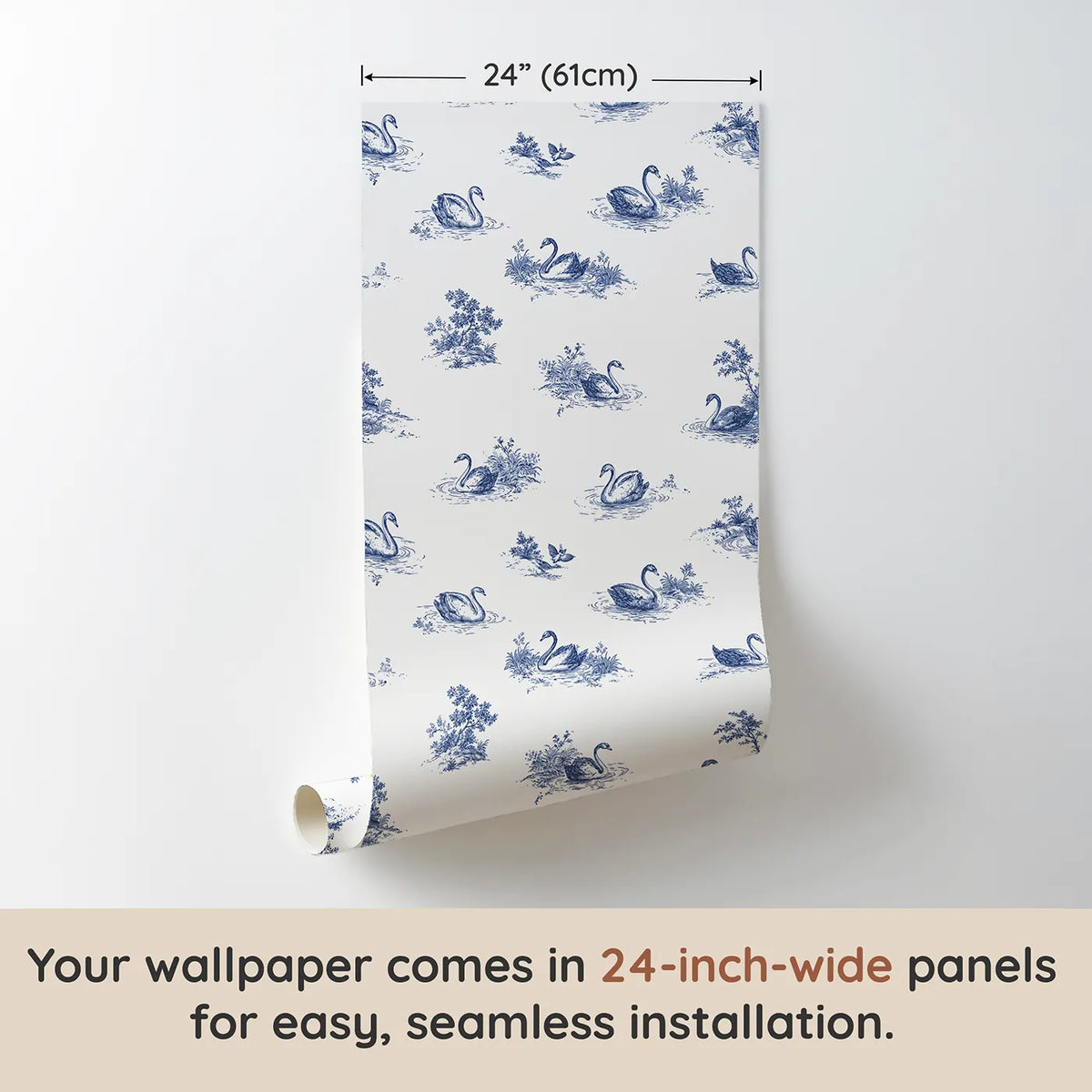 Swan Toile Drop wallpaper panel dimensions - Whimsy Tots
