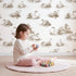 Swan Toile Scene in Brown wallpaper in a cozy kids room - Whimsy Tots