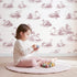 Swan Toile Scene in Pink wallpaper in a cozy kids room - Whimsy Tots