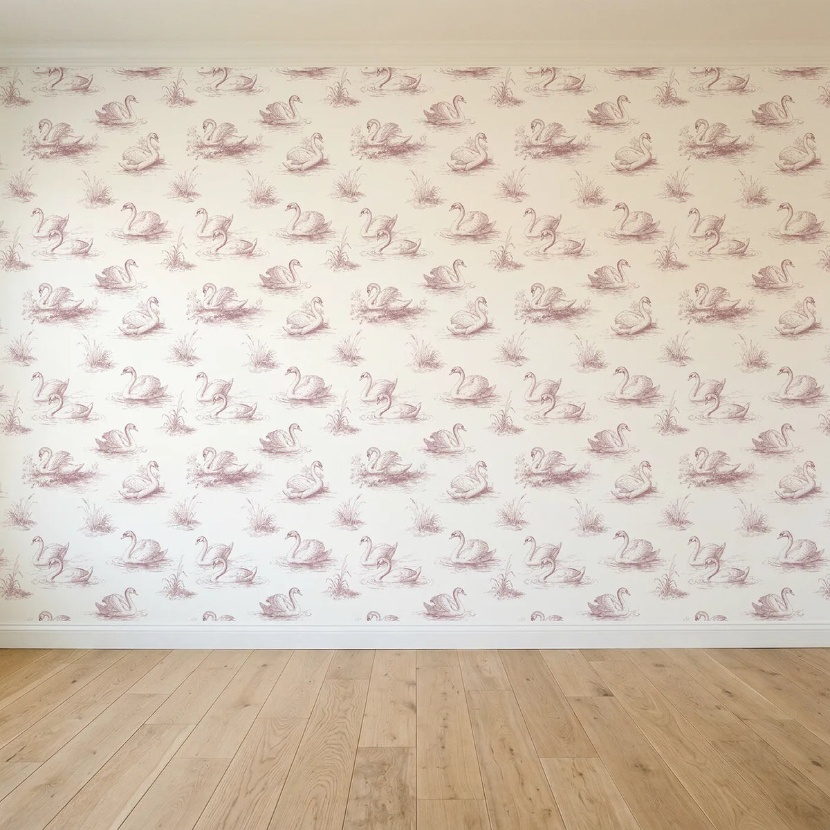 Swan Toile Garden in Pink seamless wallpaper full pattern - Whimsy Tots
