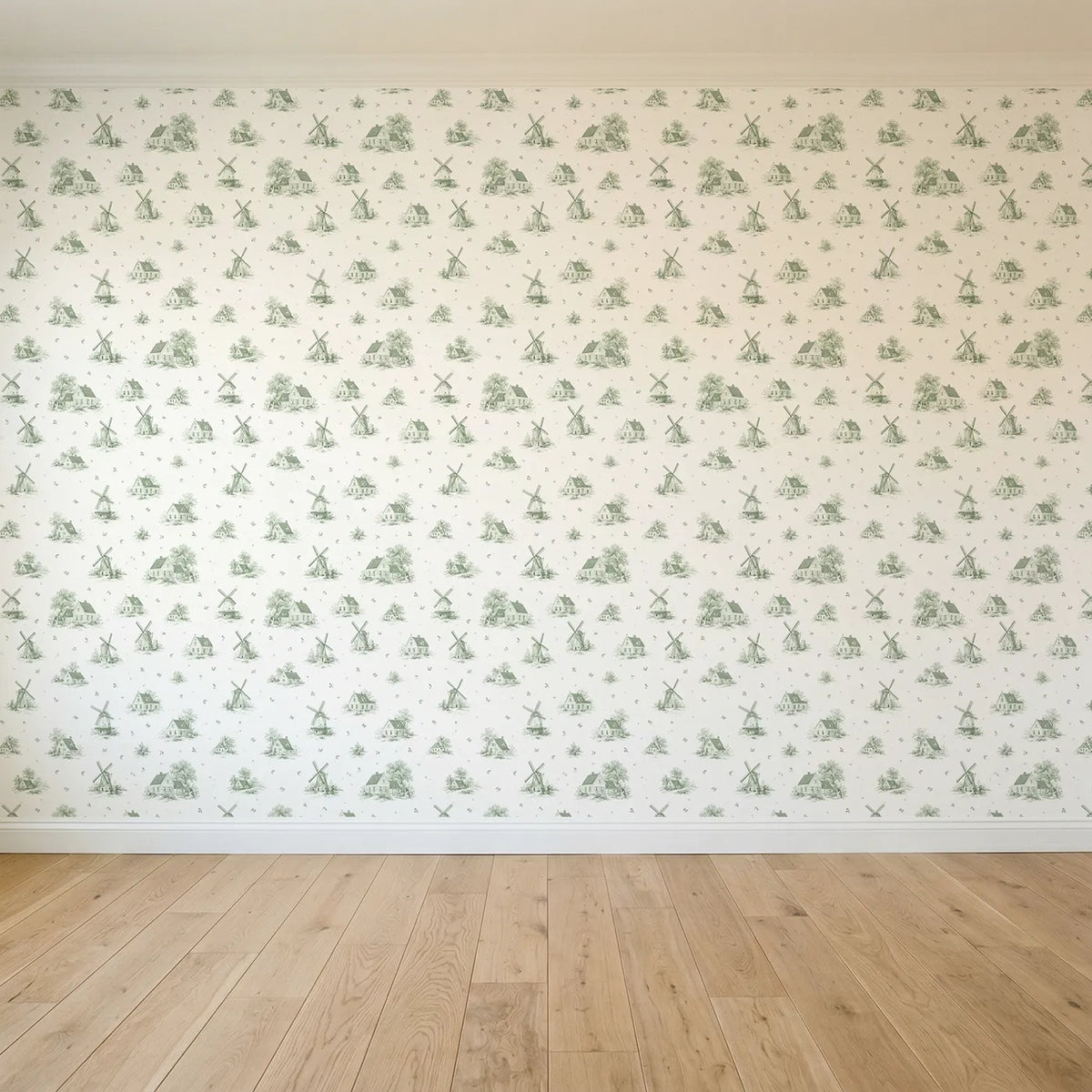 Windmill Toile Toss in Green seamless wallpaper full pattern - Whimsy Tots