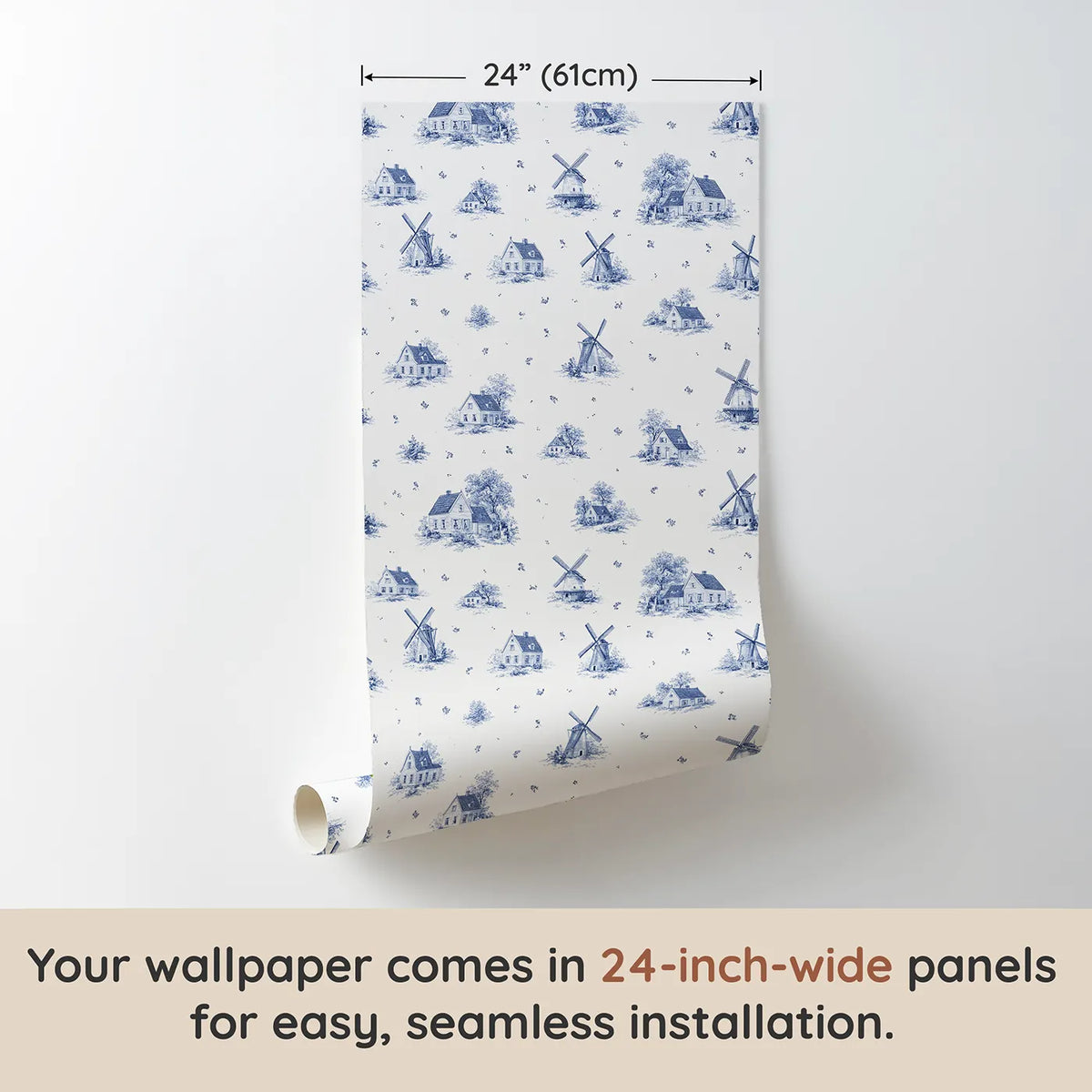 Windmill Toile Toss wallpaper panel dimensions - Whimsy Tots