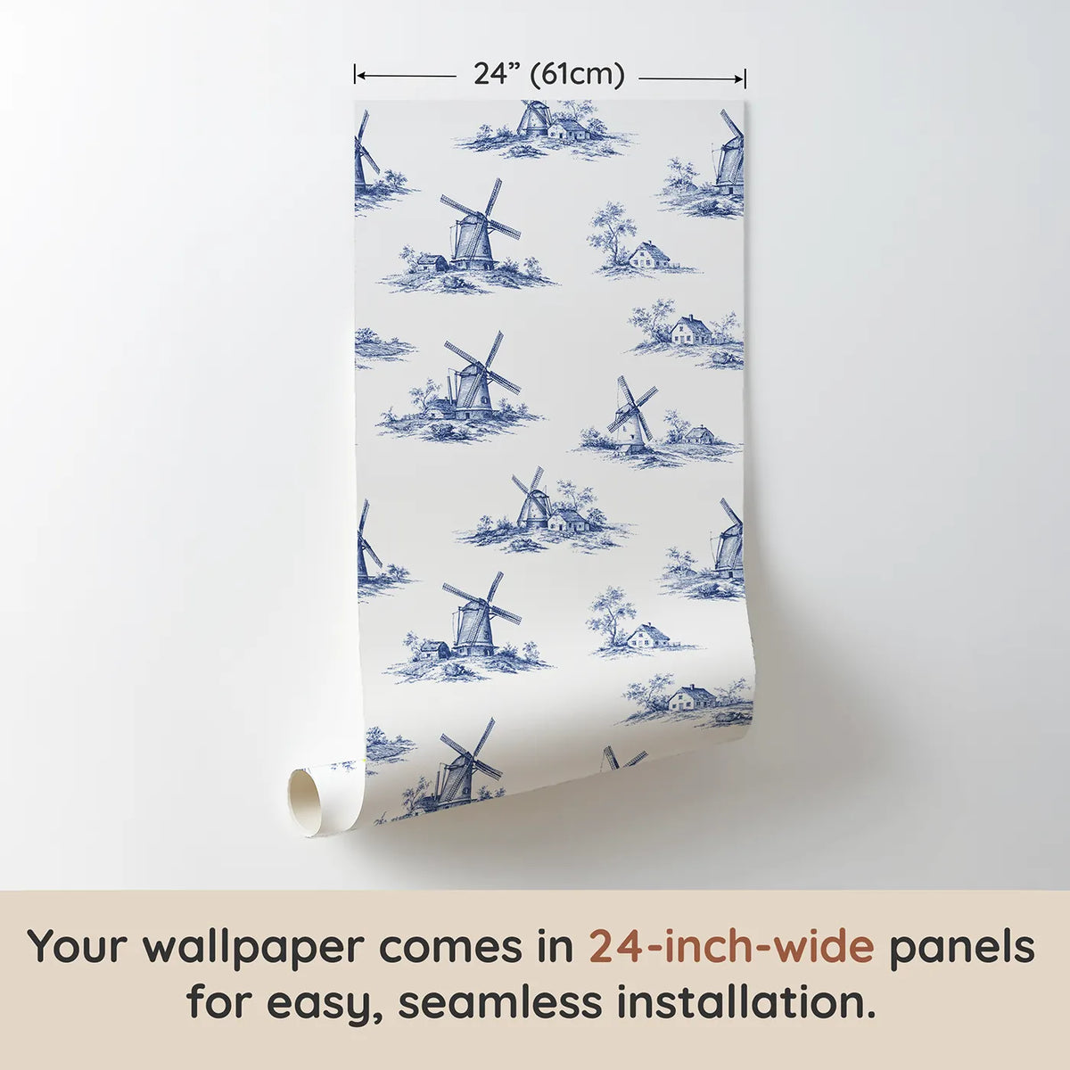 Windmill Toile Garden wallpaper panel dimensions - Whimsy Tots