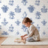 Fountain Toile Toss wallpaper in a cozy kids room - Whimsy Tots