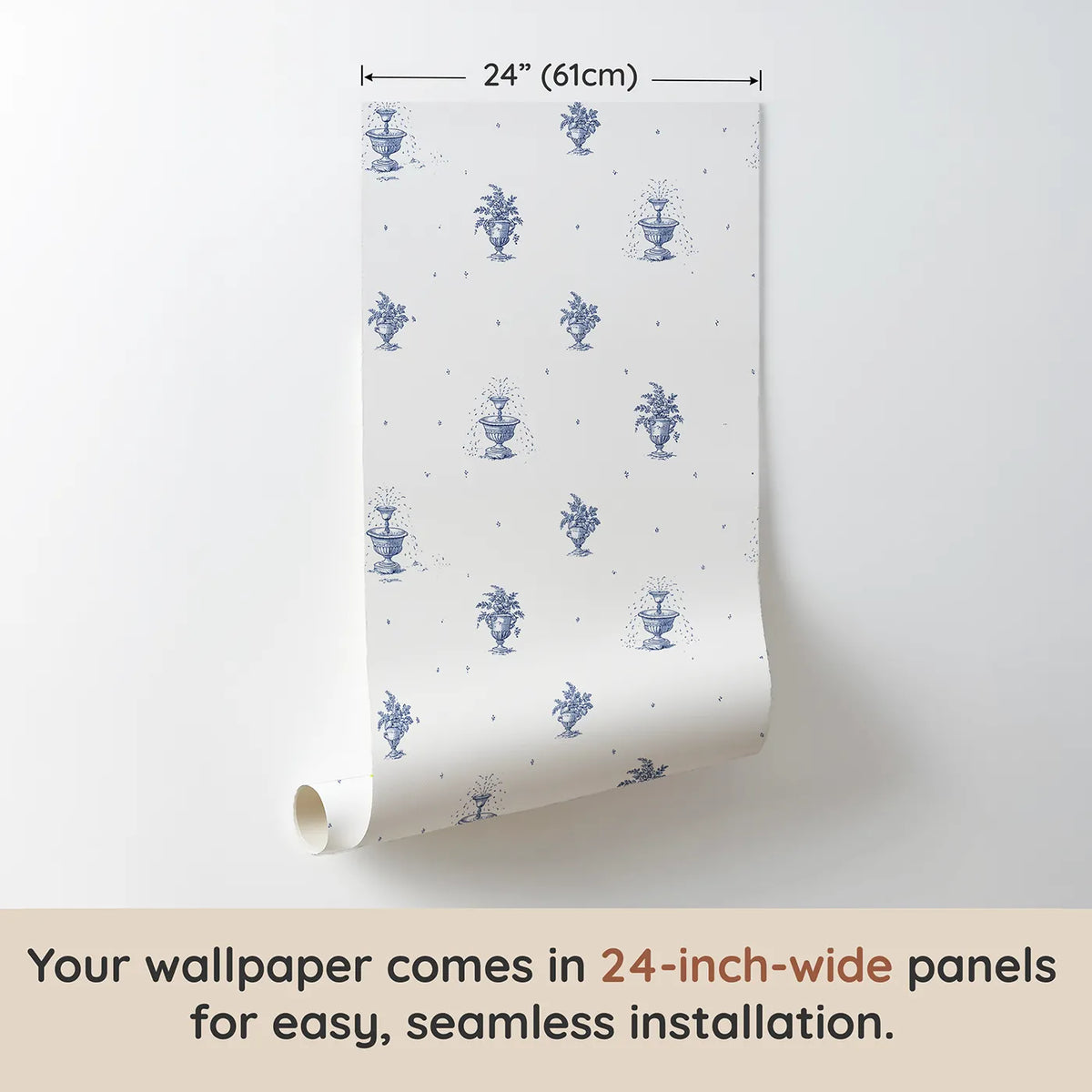 Fountain Toile Rows wallpaper panel dimensions - Whimsy Tots