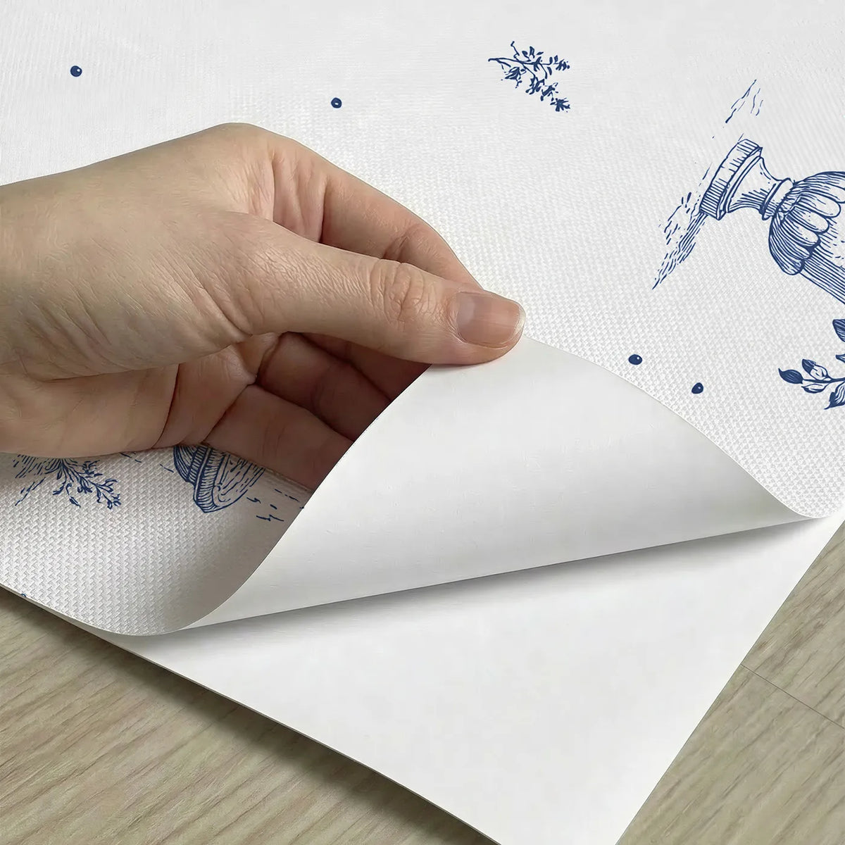 Fountain Toile Drop peel and stick material close-up - Whimsy Tots