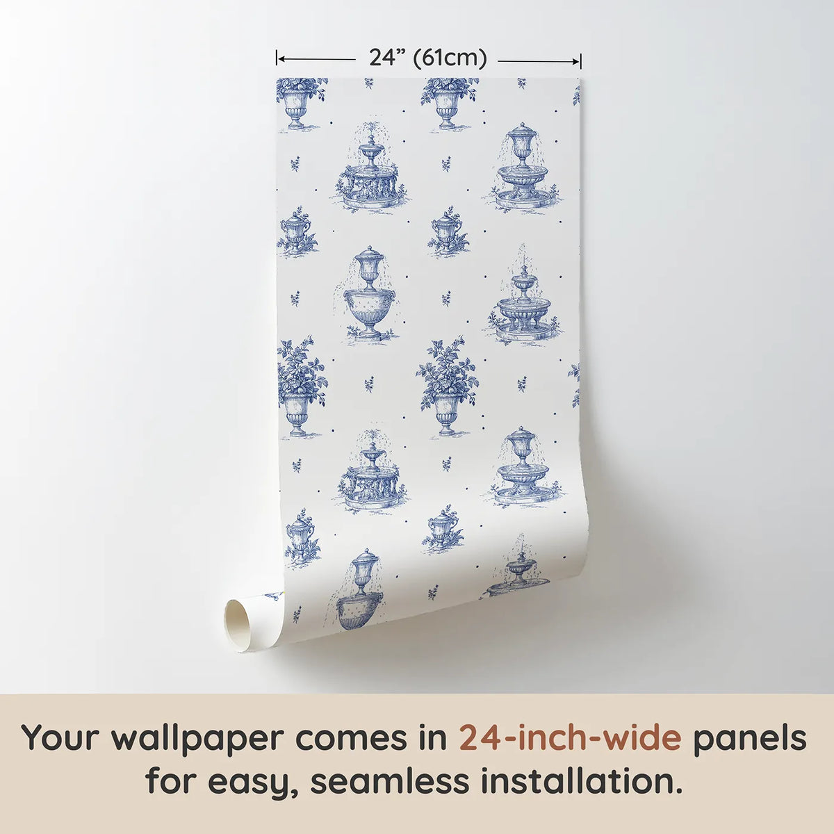 Fountain Toile Drop wallpaper panel dimensions - Whimsy Tots