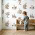 Fountain Toile Scene in Brown wallpaper in a cozy kids room - Whimsy Tots