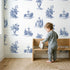 Fountain Toile Scene wallpaper in a cozy kids room - Whimsy Tots