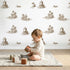 Fountain Toile Garden in Brown wallpaper in a cozy kids room - Whimsy Tots