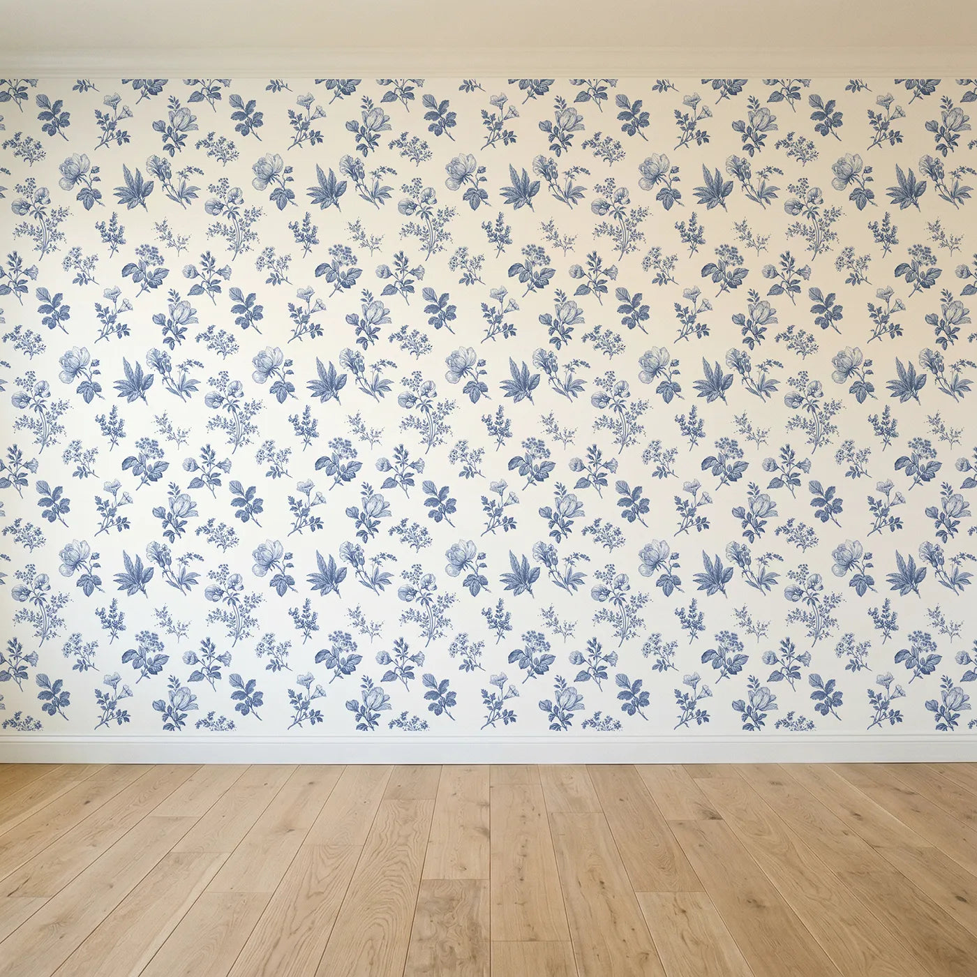 Floral Sprig Toile Rows seamless wallpaper full pattern - Whimsy Tots