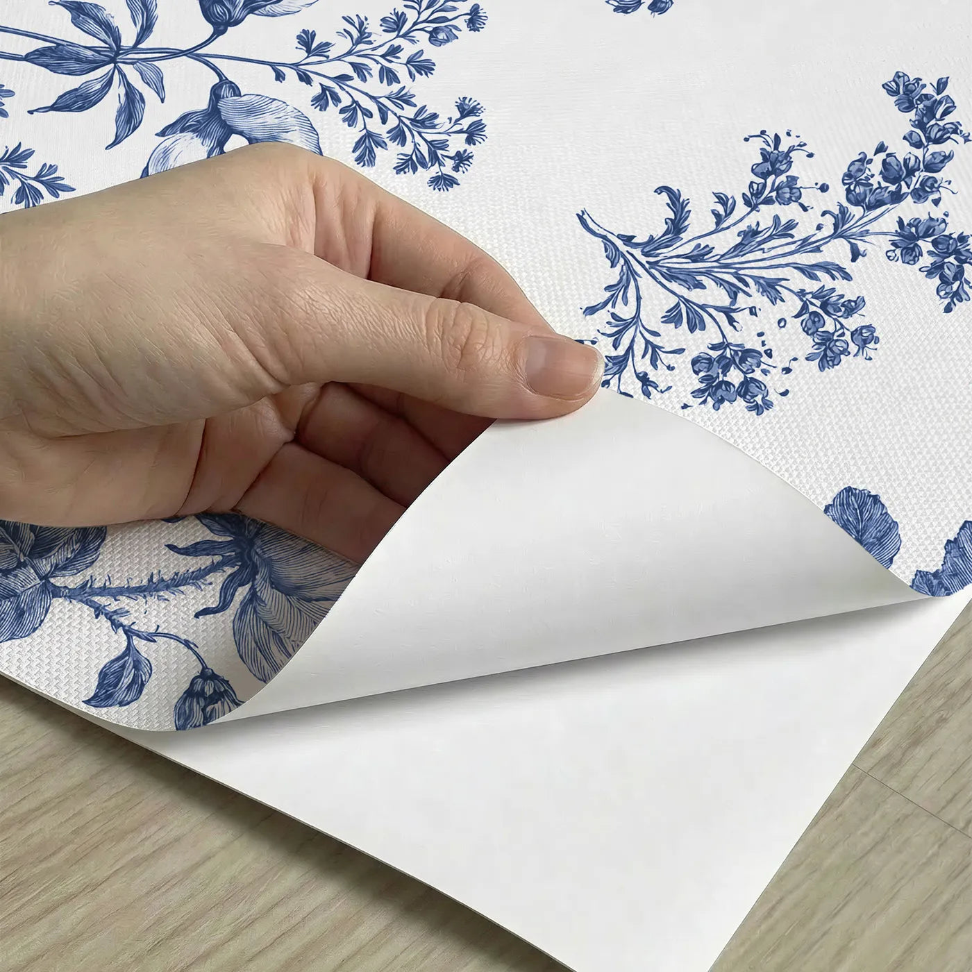 Floral Sprig Toile Rows peel and stick material close-up - Whimsy Tots