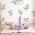 Floral Sprig Toile Scene in Green wallpaper in a cozy kids room - Whimsy Tots