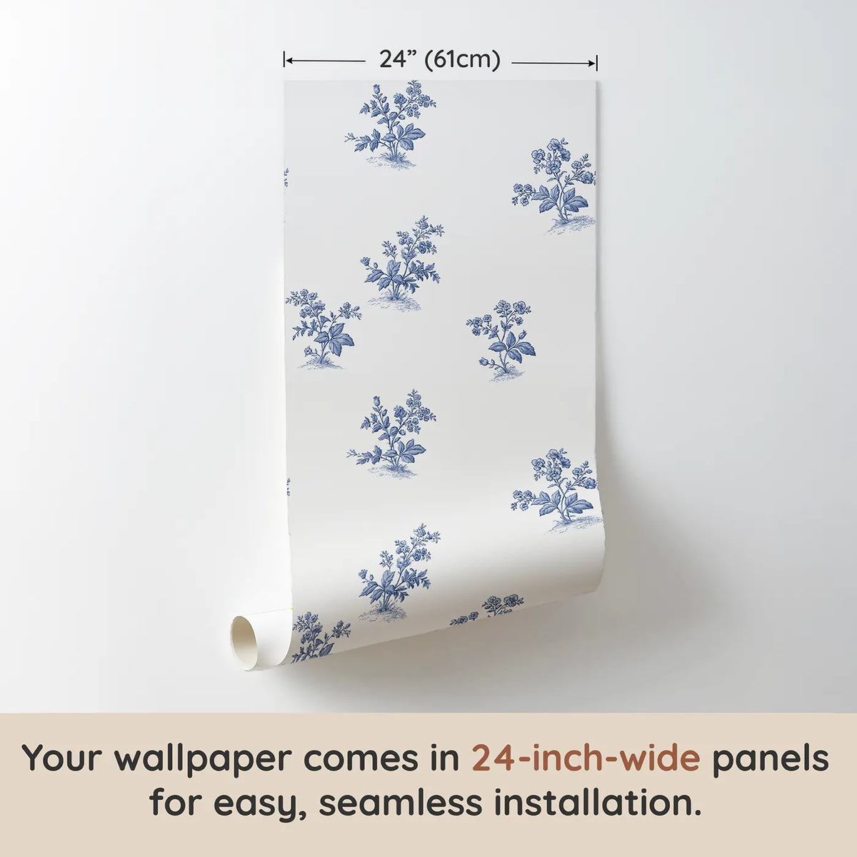 Floral Sprig Toile Scene wallpaper panel dimensions - Whimsy Tots