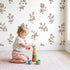 Floral Sprig Toile Garden in Brown wallpaper in a cozy kids room - Whimsy Tots
