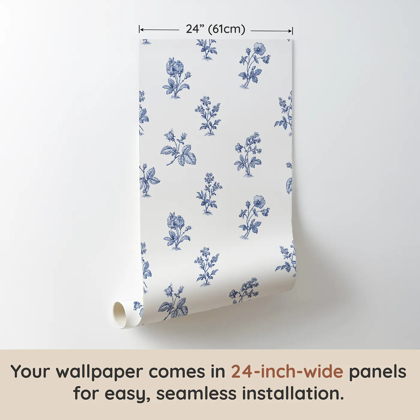 Floral Sprig Toile Garden wallpaper panel dimensions - Whimsy Tots