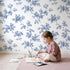 Blossom Toile Rows wallpaper in a cozy kids room - Whimsy Tots