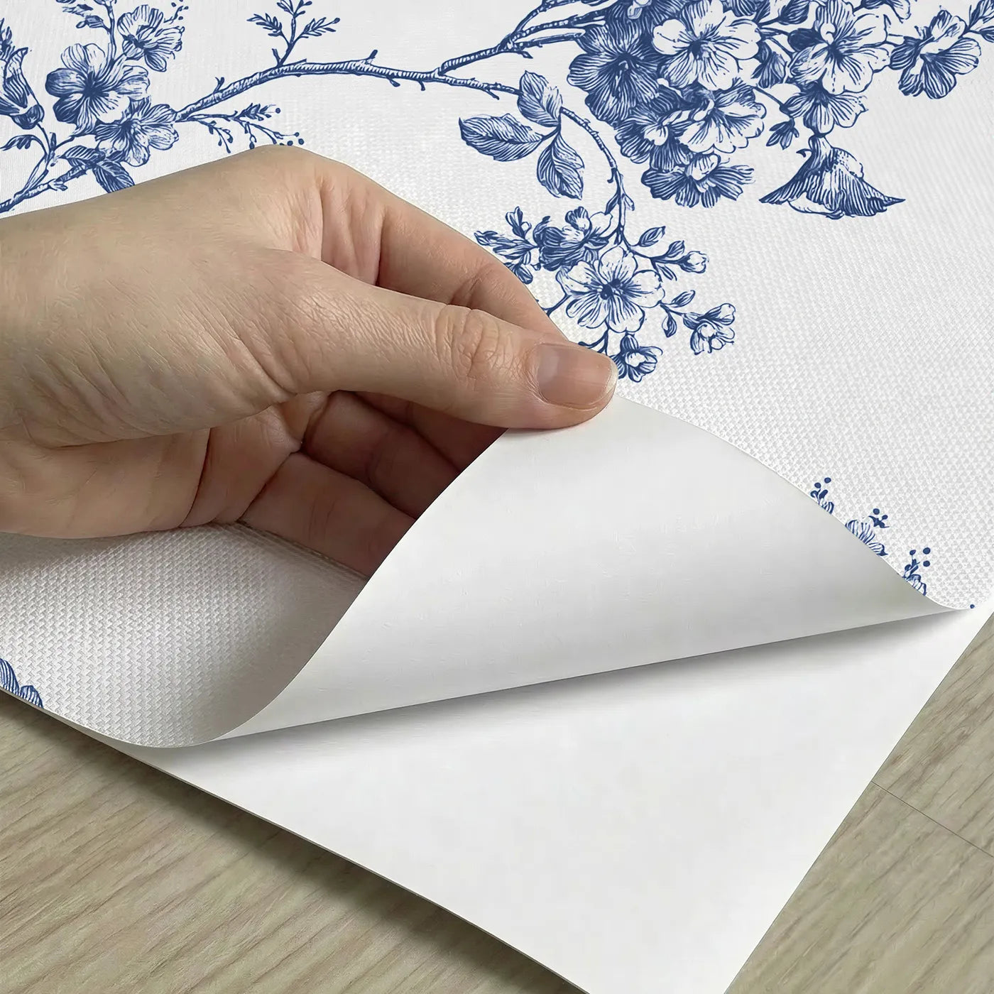 Blossom Toile Rows peel and stick material close-up - Whimsy Tots