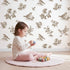 Blossom Toile Garden in Brown wallpaper in a cozy kids room - Whimsy Tots