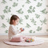 Blossom Toile Garden in Green wallpaper in a cozy kids room - Whimsy Tots